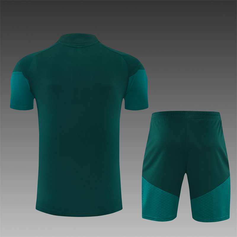 2026 27 Real Madrid Dark green paired with rose red Short Sleeve Football Tracksuit Adults and Kids