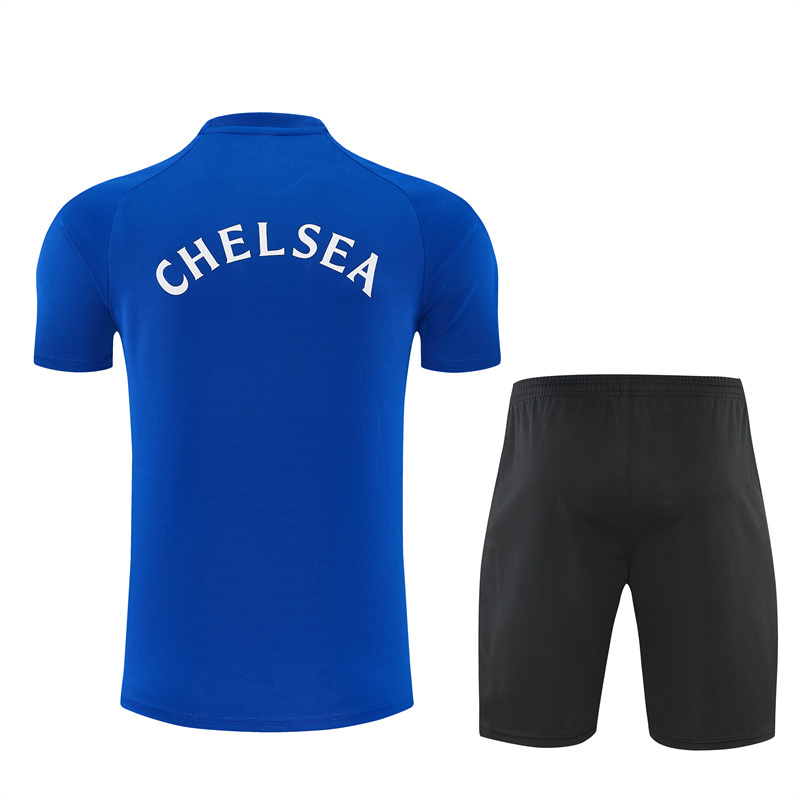 2026 27 Chelsea Variegated Blue Short Sleeve PSG Football Tracksuit for Adults and Kids