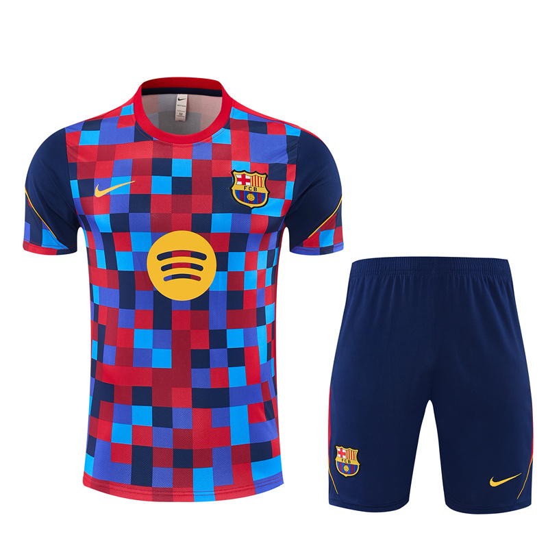 2026 27 Barcelona Red-Blue Short Sleeve Football Tracksuit Adults and Kids(Camouflage)