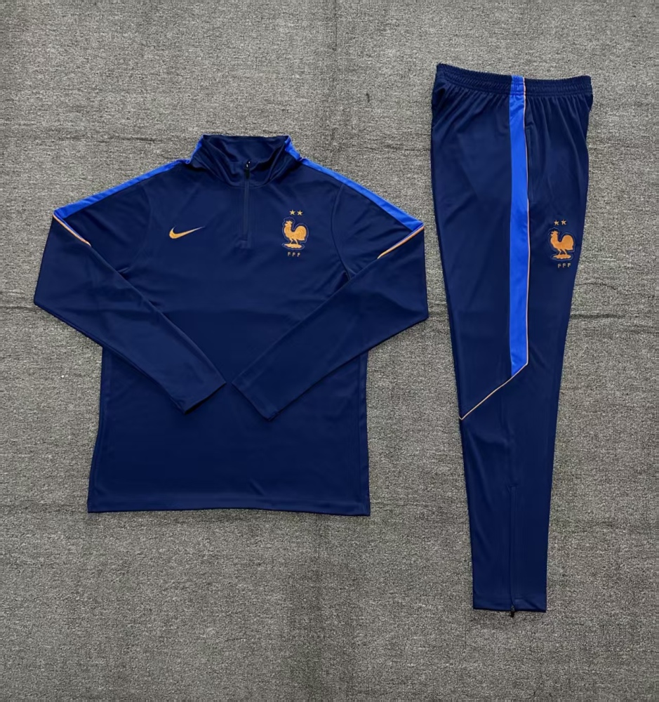 2026 27 French navy blue training suit set adults and kids