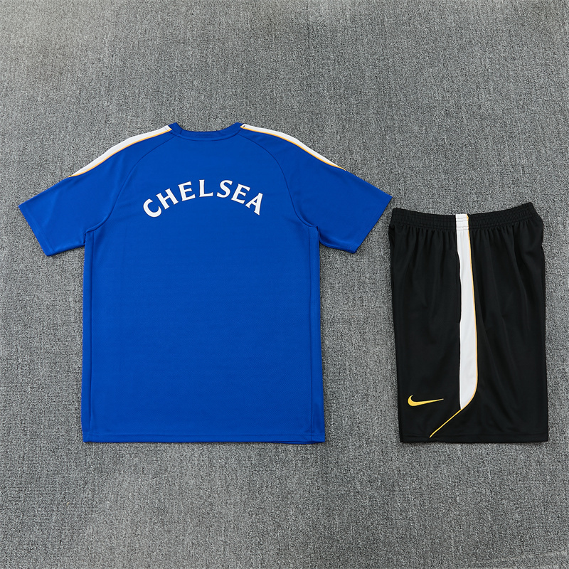 2026 27 Chelsea Variegated Blue Short Sleeve PSG Football Tracksuit for Adults and Kids