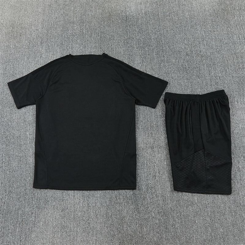 2026 27 Real Madrid black Short Sleeve Football Tracksuit Adults and Kids