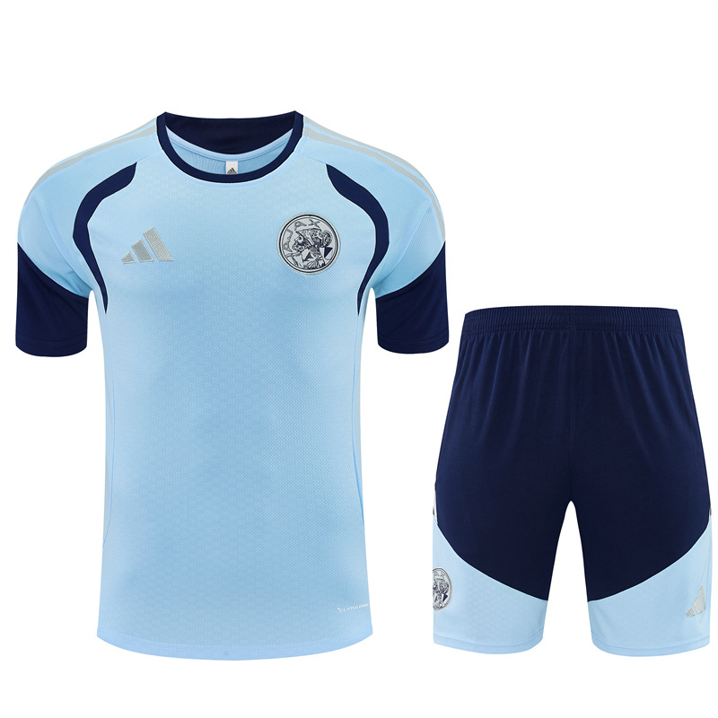 2026 27 Ajax Light Blue Short Sleeve Football Tracksuit Adults and Kids(Camouflage)