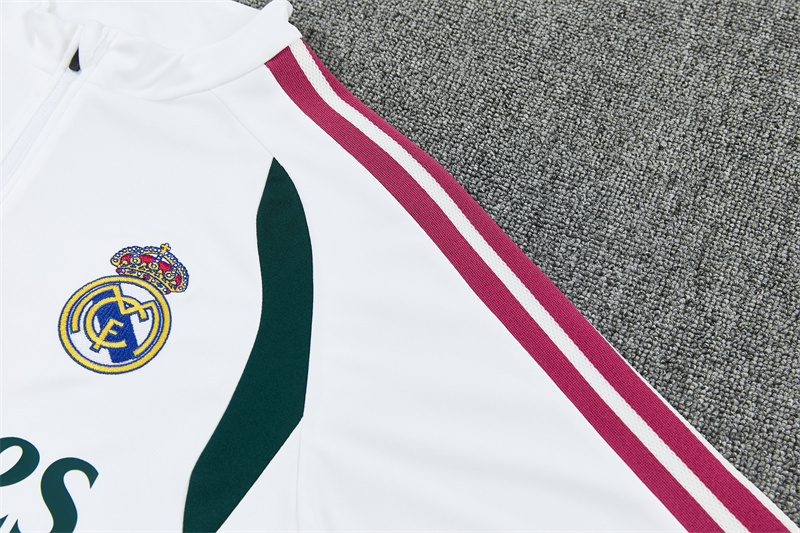 2026 27 Real Madrid White paired with green Tracksuit set adults and kids