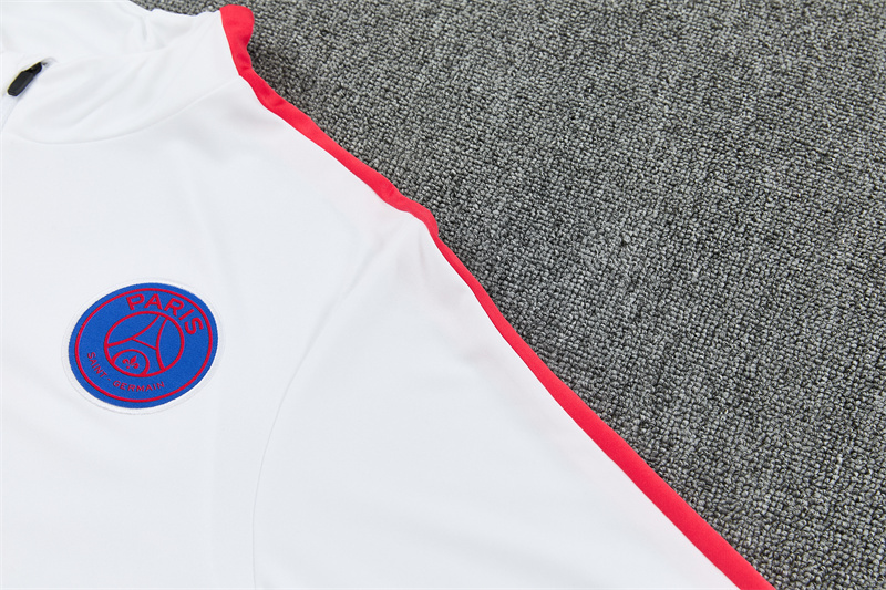 2026 27 Paris White paired with orange red PSG Football Tracksuit for Adults and Kids