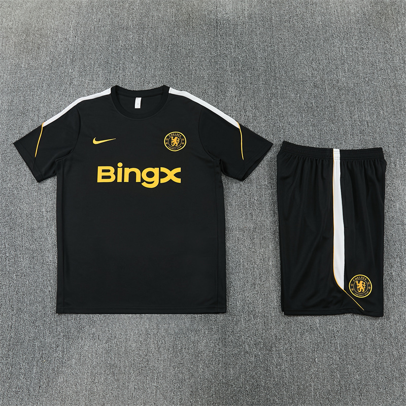 2026 27 Chelsea black Short Sleeve Football Tracksuit for Adults and Kids
