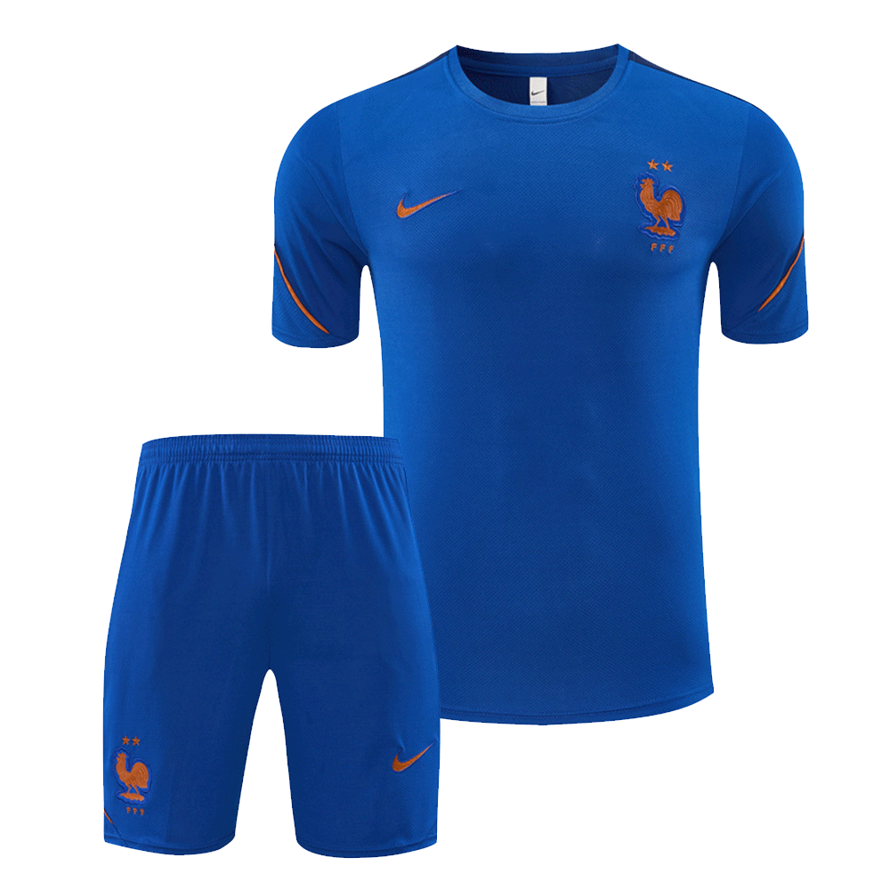 2026 27 France Color Blue Short Sleeve Football Tracksuit for Adults and Kids