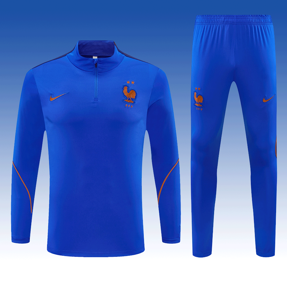 2026 27 France Color Blue Football Tracksuit for Adults and Kids