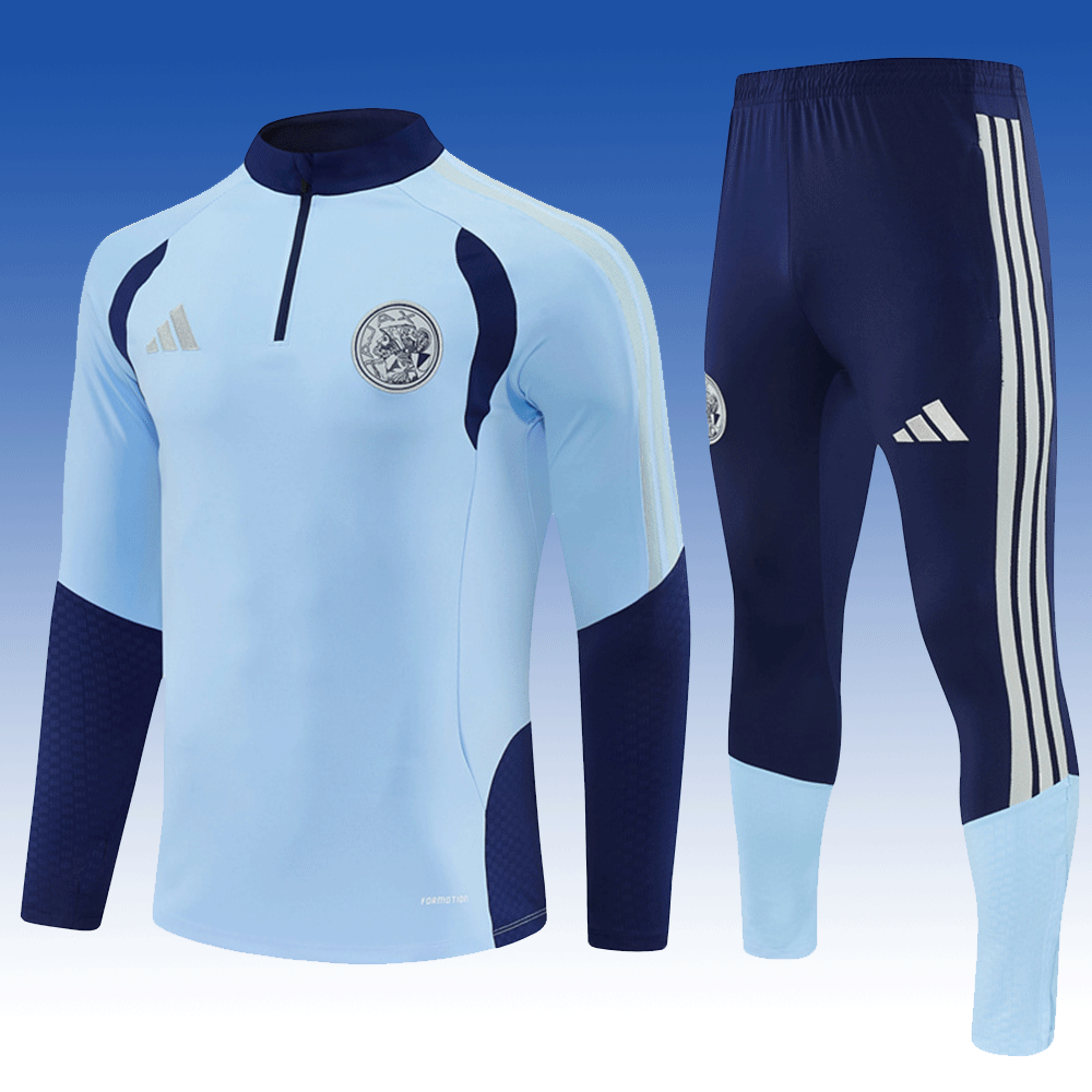 2026 27 Ajax Light Blue Football Tracksuit for Adults and Kids