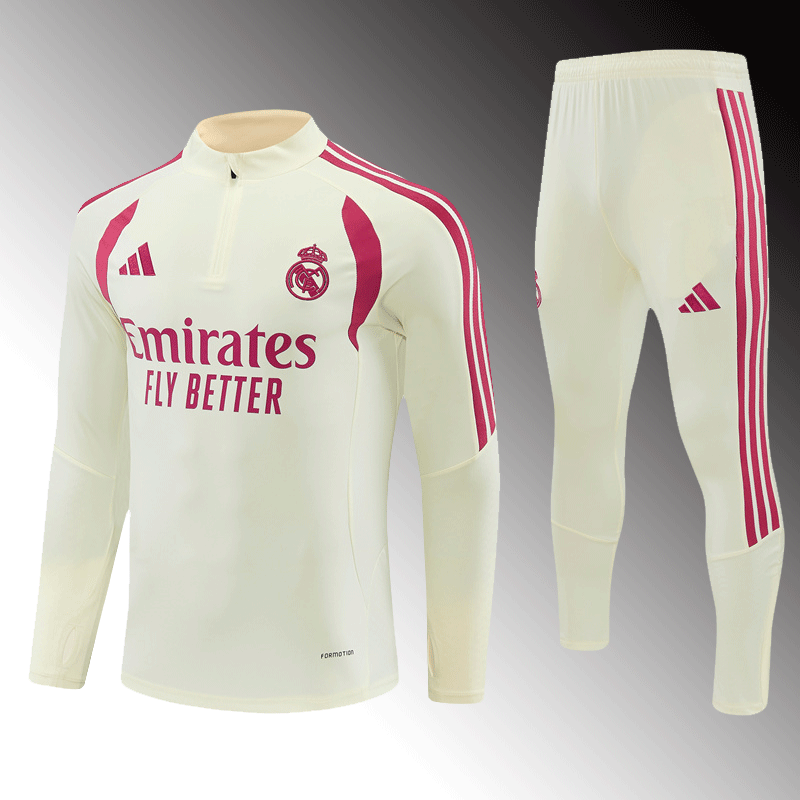 2026 27 Real Madrid Beige Tracksuit set adults and kids