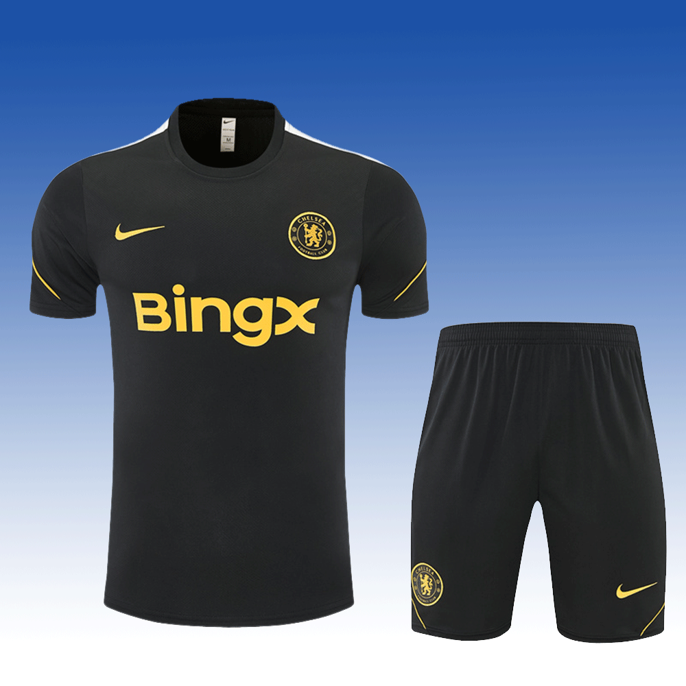 2026 27 Chelsea black Short Sleeve Football Tracksuit for Adults and Kids
