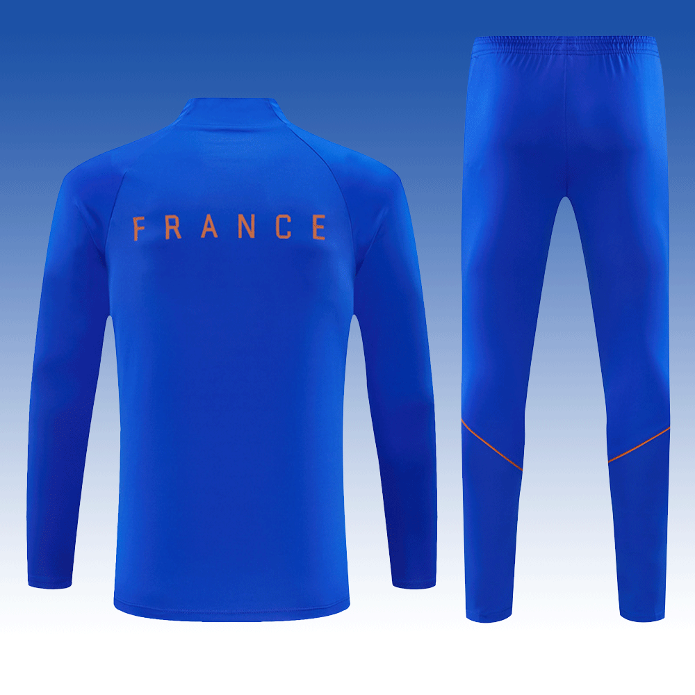 2026 27 France Color Blue Football Tracksuit for Adults and Kids