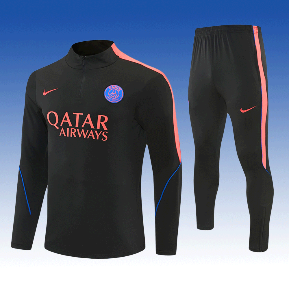 2026 27 Paris Black White PSG Football Tracksuit for Adults and Kids