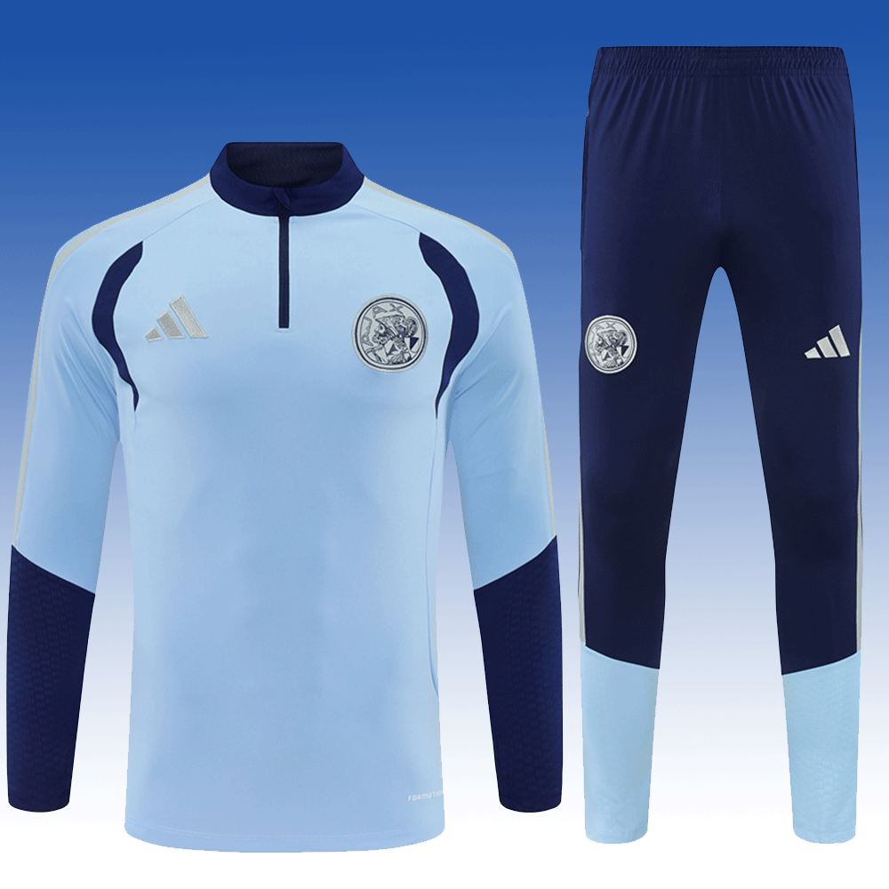 2026 27 Ajax Light Blue Football Tracksuit for Adults and Kids