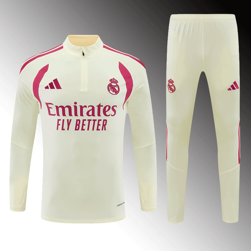 2026 27 Real Madrid Beige Tracksuit set adults and kids