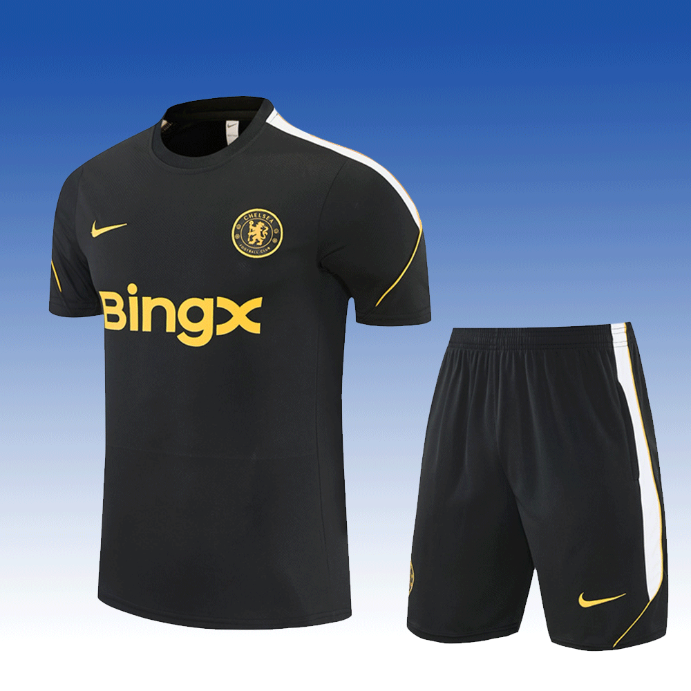 2026 27 Chelsea black Short Sleeve Football Tracksuit for Adults and Kids
