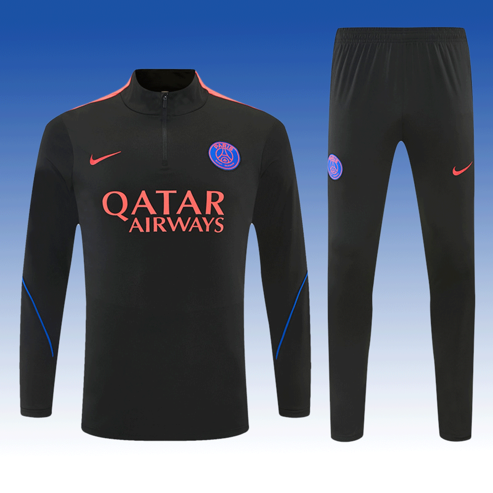 2026 27 Paris Black White PSG Football Tracksuit for Adults and Kids