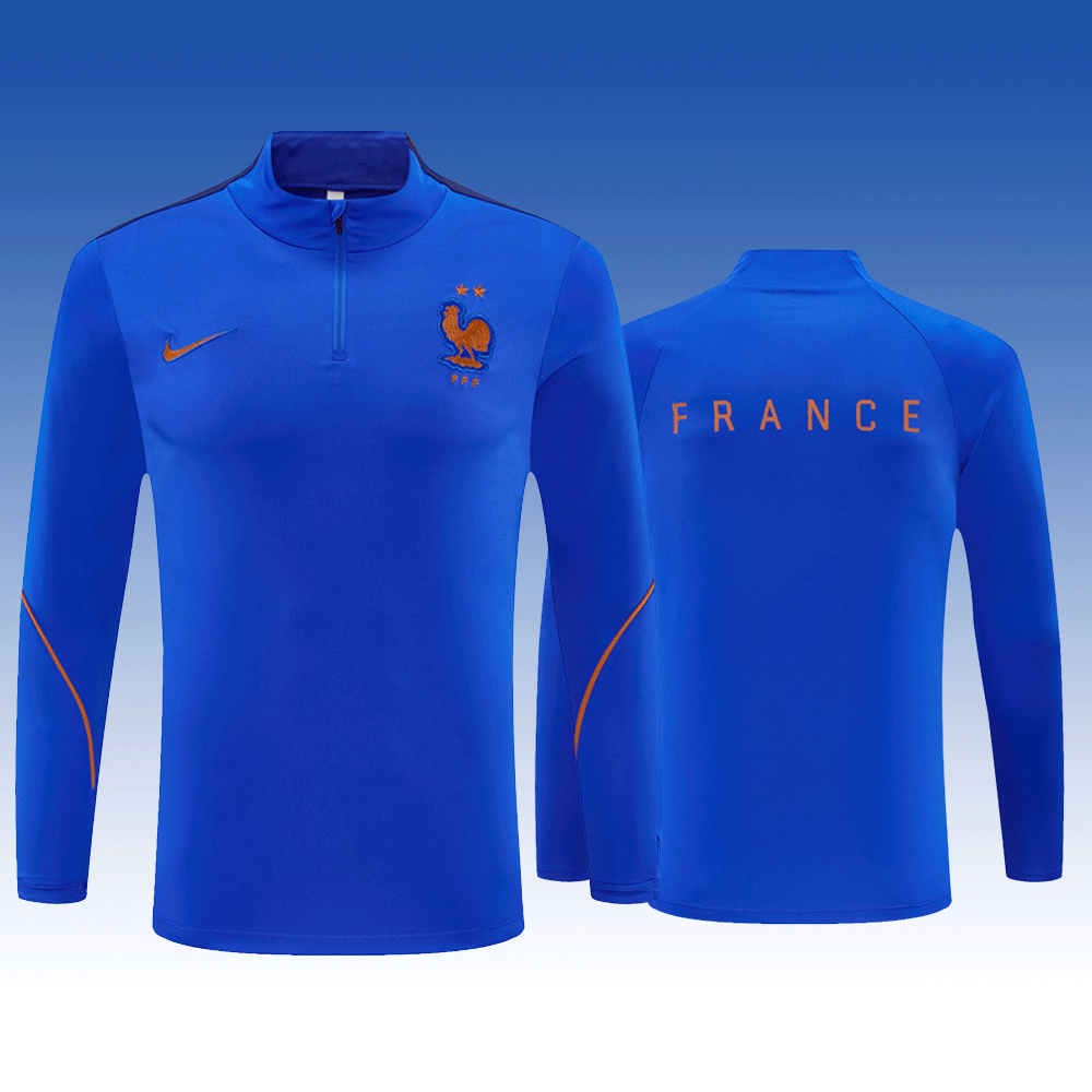 2026 27 France Color Blue Football Tracksuit for Adults and Kids