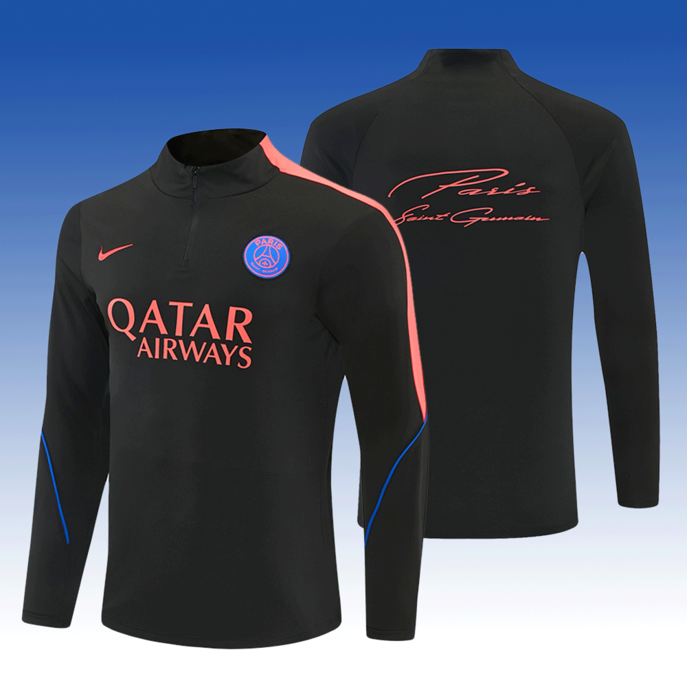 2026 27 Paris Black White PSG Football Tracksuit for Adults and Kids