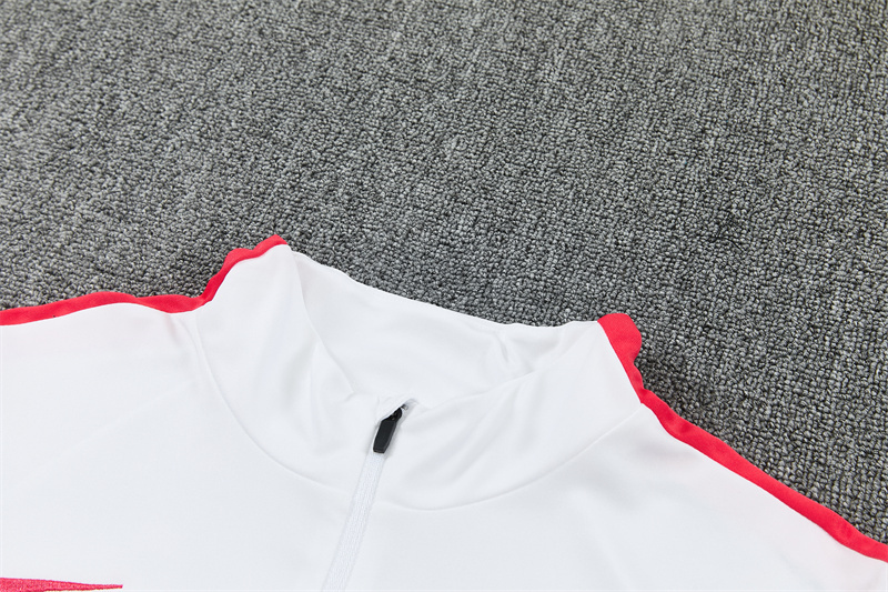 2026 27 Paris White paired with orange red PSG Football Tracksuit for Adults and Kids