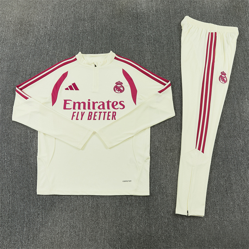 2026 27 Real Madrid Beige Tracksuit set adults and kids