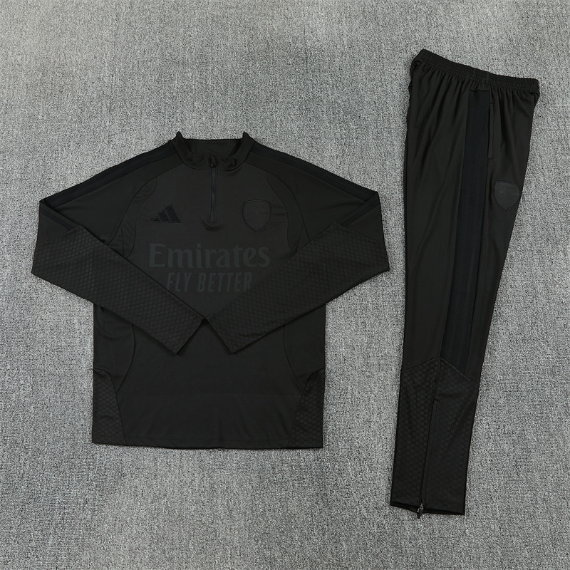 2026 27 Arsenal Black Tracksuit set adults and kids（All black version）