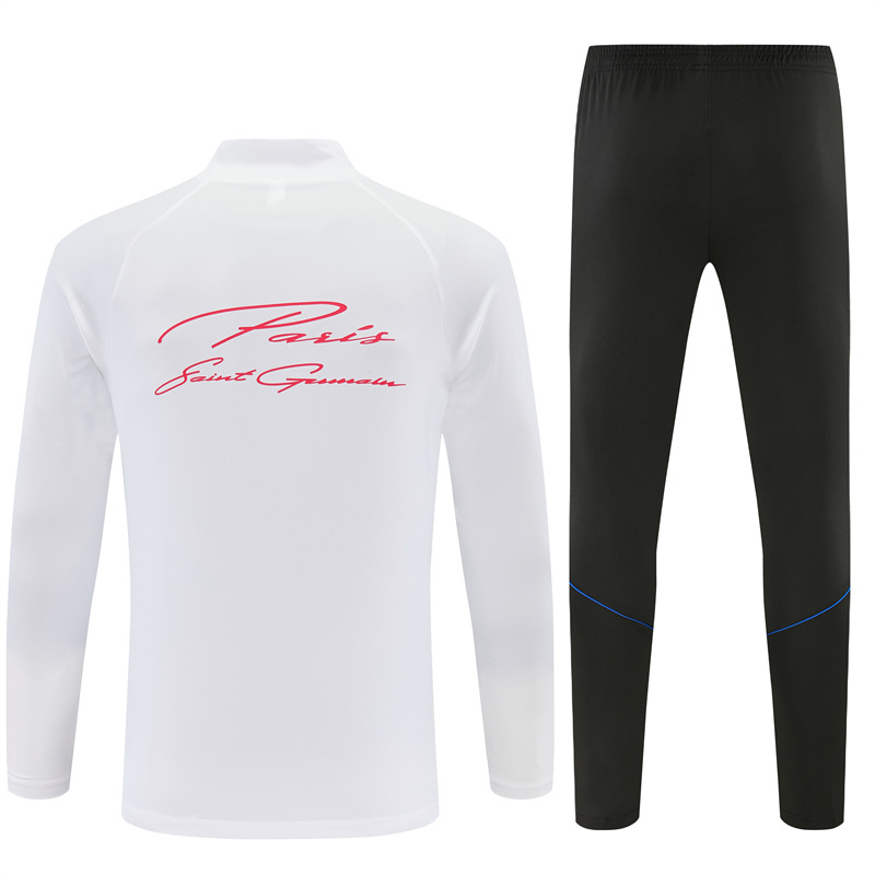 2026 27 Paris White paired with orange red PSG Football Tracksuit for Adults and Kids