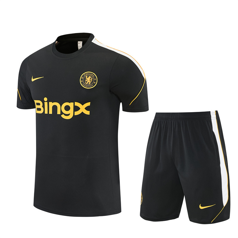 2026 27 Chelsea black Short Sleeve Football Tracksuit for Adults and Kids