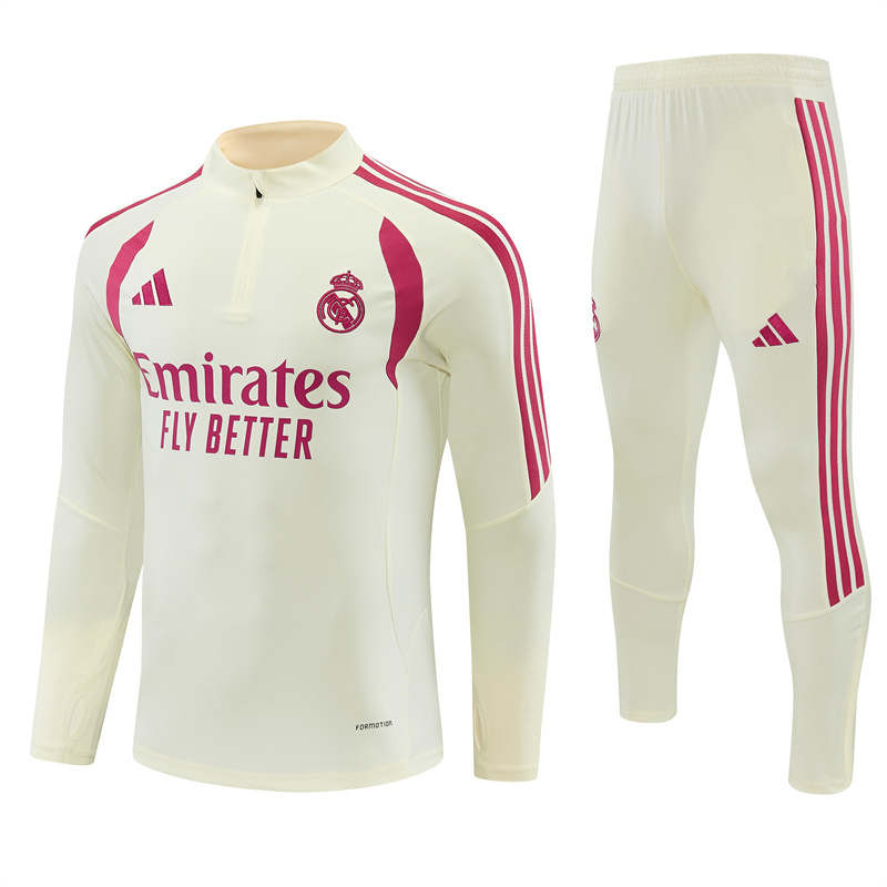 2026 27 Real Madrid Beige Tracksuit set adults and kids