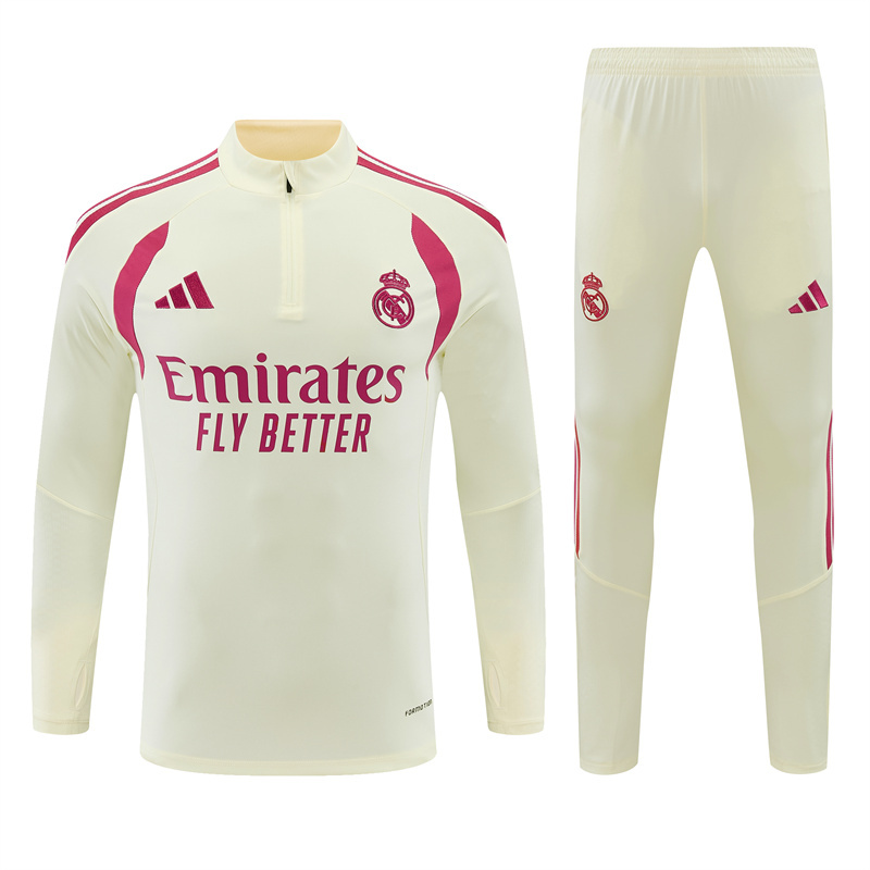 2026 27 Real Madrid Beige Tracksuit set adults and kids