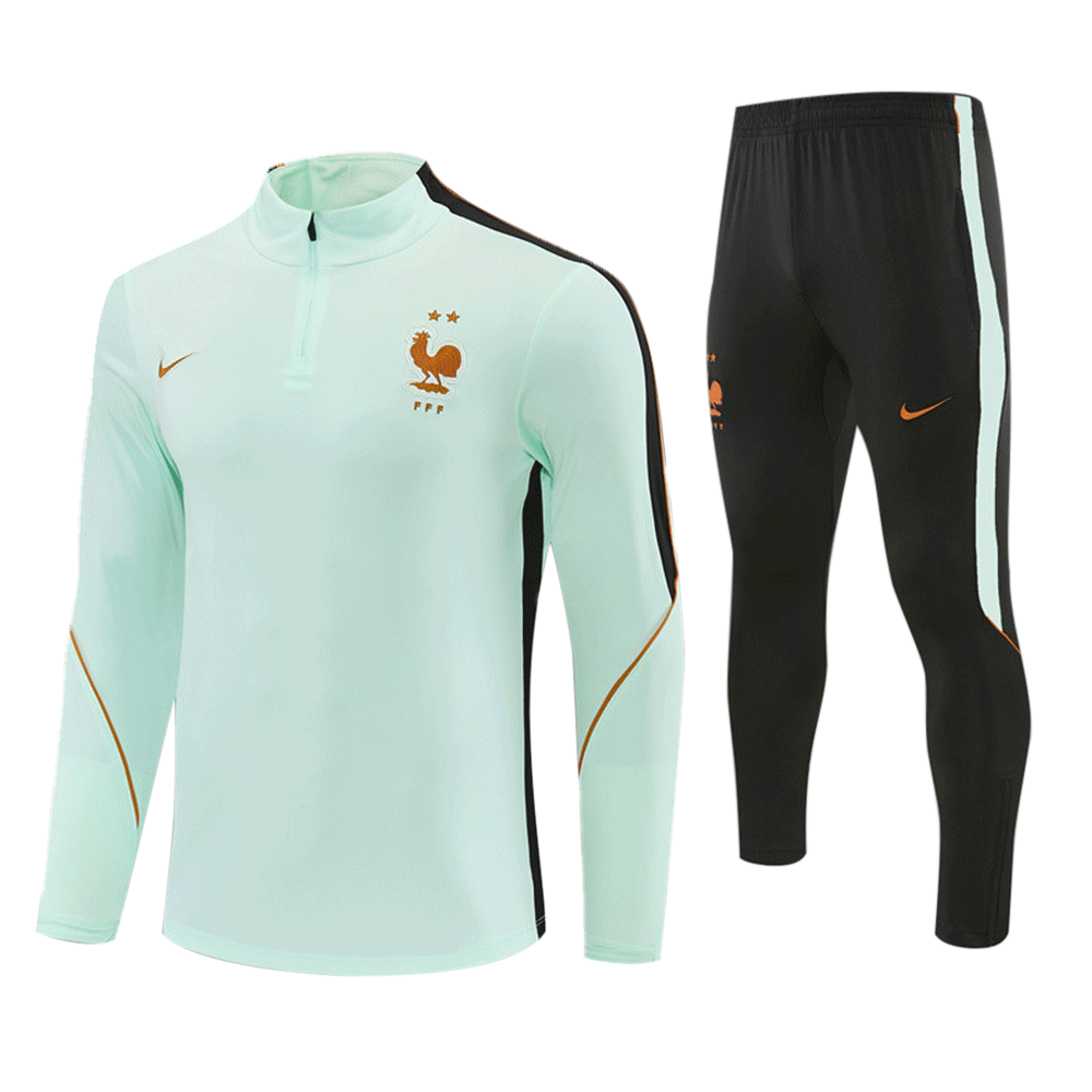2026 27 France Light Green Football Tracksuit for Adults and Kids