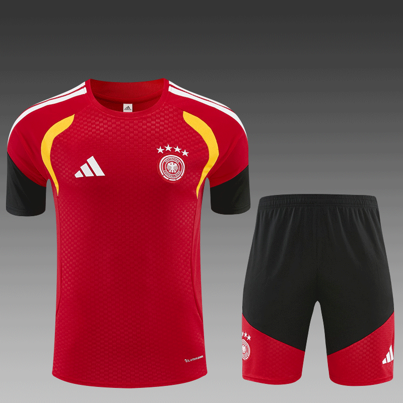 2026 27 Germany Red Short Sleeve Football Tracksuit for Adults and Kids