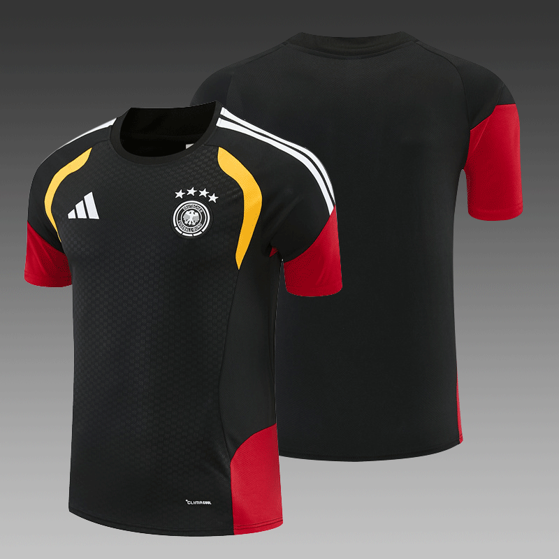 2026 27 Germany Black Short Sleeve Football Tracksuit for Adults and Kids