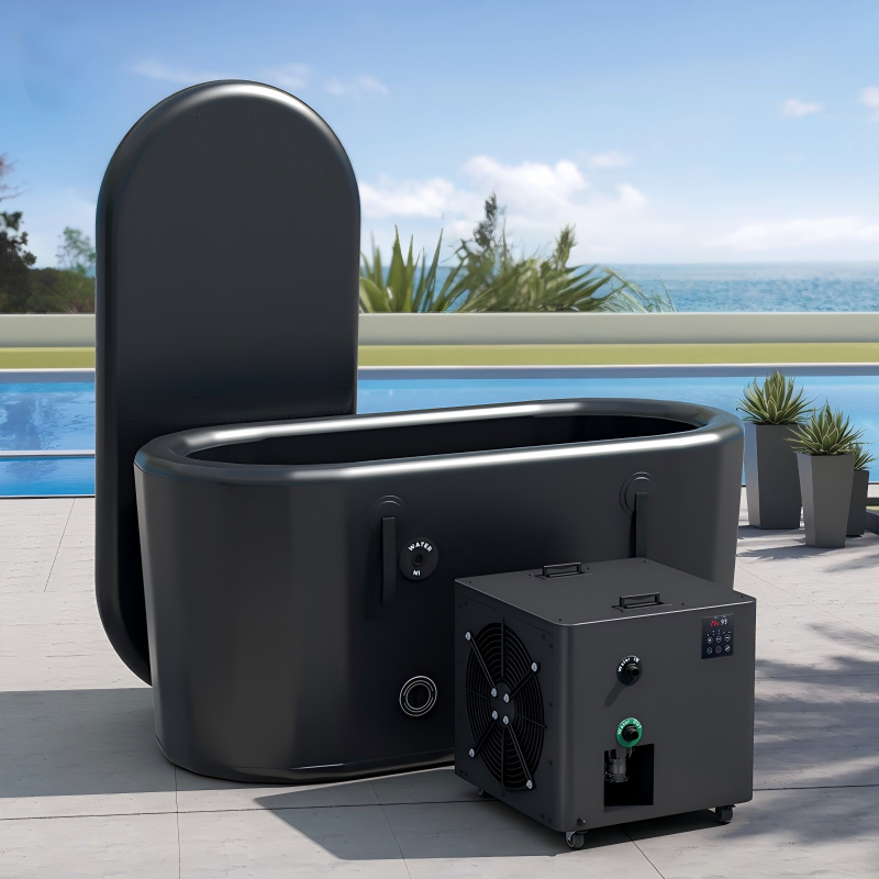 Inflatable split oval ice bath tub