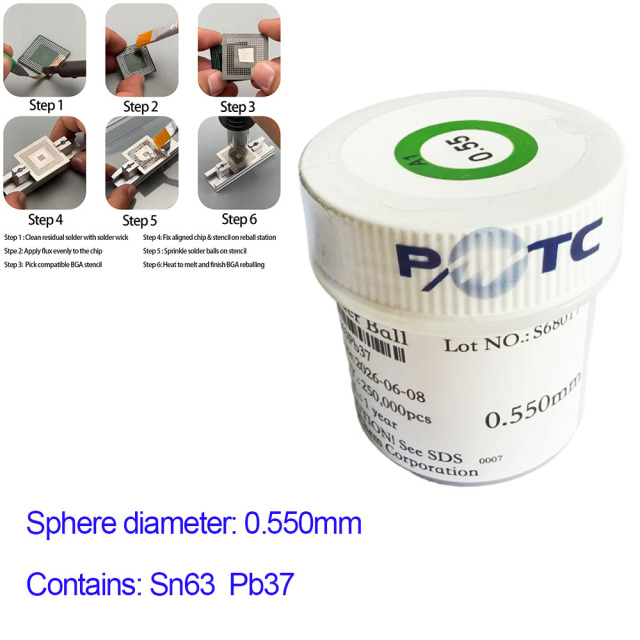 Leaded 250,000 PCS PMTC Solder Ball 0.55mm bga balls,solder ball,solderball for IC Chips PCB Welding Rework,PMTC 0.55mm BGA Solder Balls for BGA Reballing Sn63Pb37,zhiesync.com