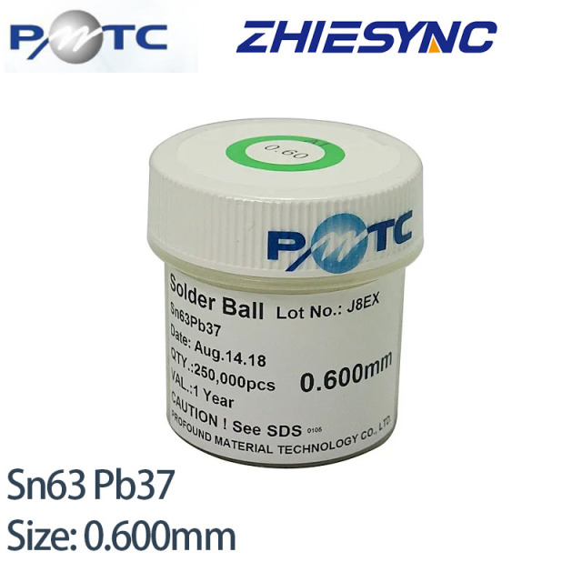 Leaded 250,000 PCS PMTC Solder Ball 0.6mm bga balls,solder ball,solderball for IC Chips PCB Welding Rework,PMTC 0.60mm BGA Solder Balls for BGA Reballing Sn63Pb37,zhiesync.com