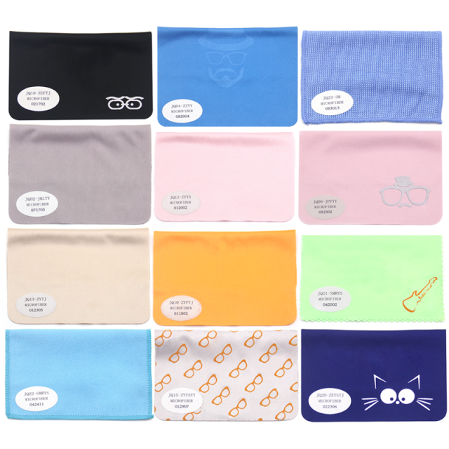 Custom Logo Brand Print Microfiber Glasses Black White Blue Gray Color Cleaning Cloth