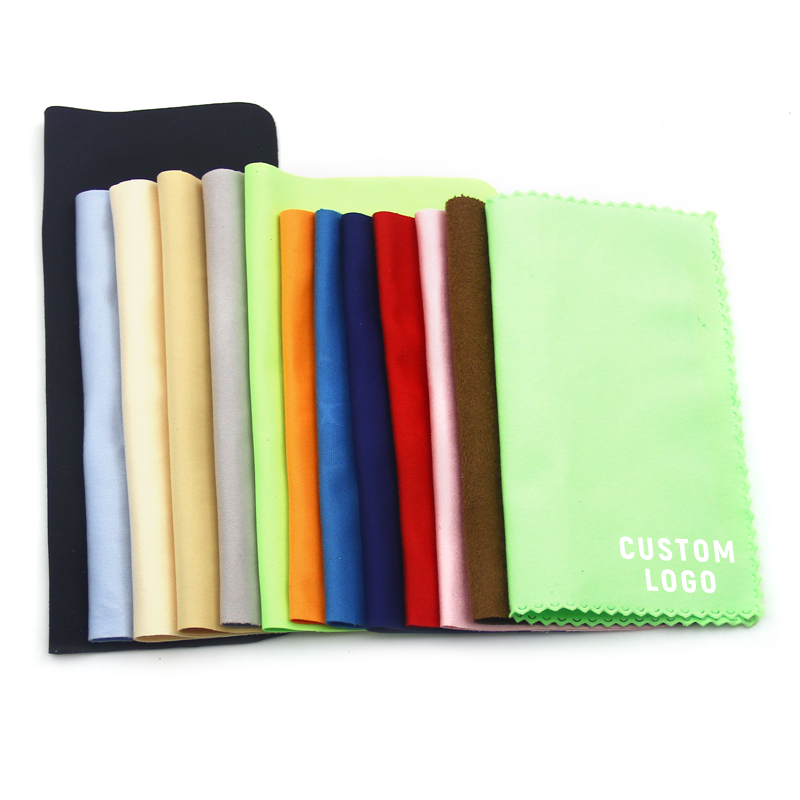 Custom Logo Brand Print Microfiber Glasses Black White Blue Gray Color Cleaning Cloth