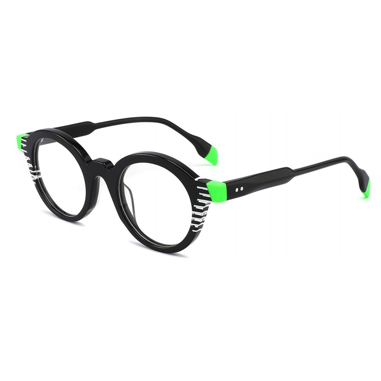 Patterned Retro Round Acetate Optical Frame CO1143