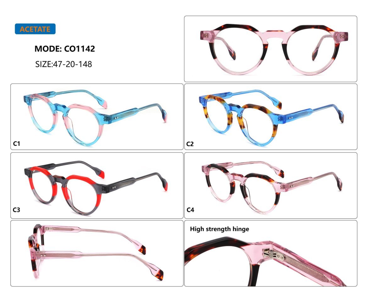 Pastel Color-Block Round Acetate Optical Frame CO1142