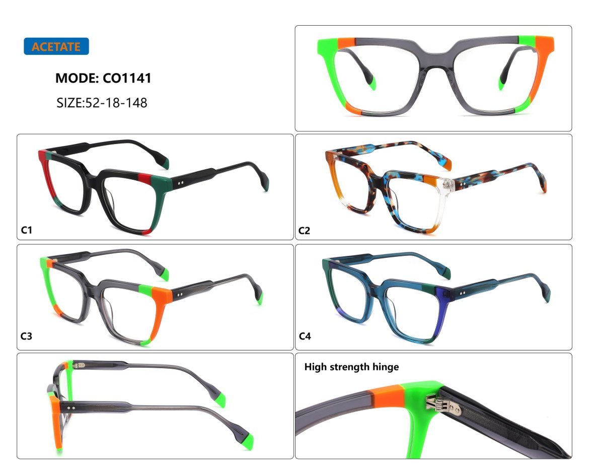 Colorful Accent Cat-Eye Acetate Optical Frame CO1141