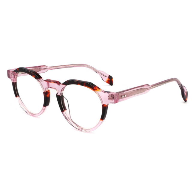 Pastel Color-Block Round Acetate Optical Frame CO1142