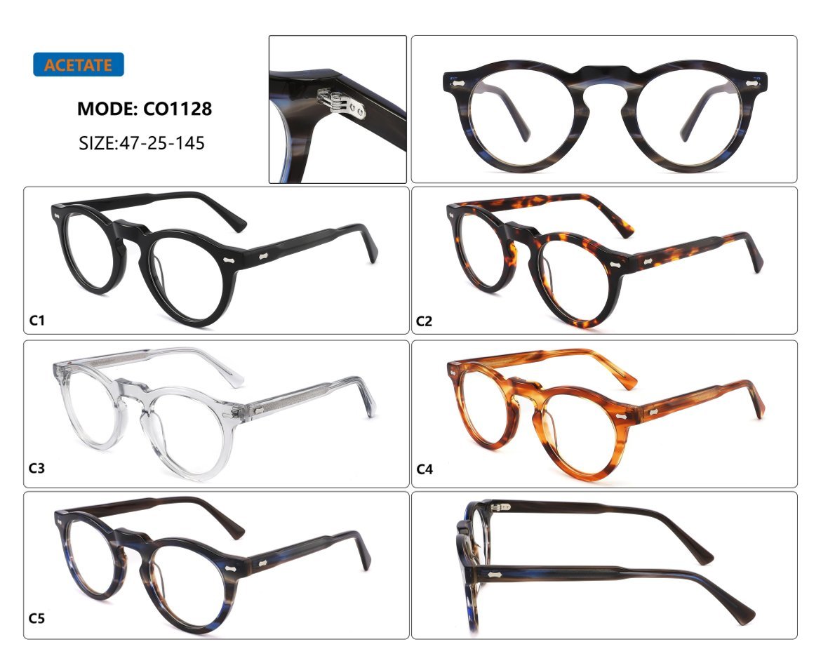 Lightweight Retro Round Acetate Optical Frame CO1128
