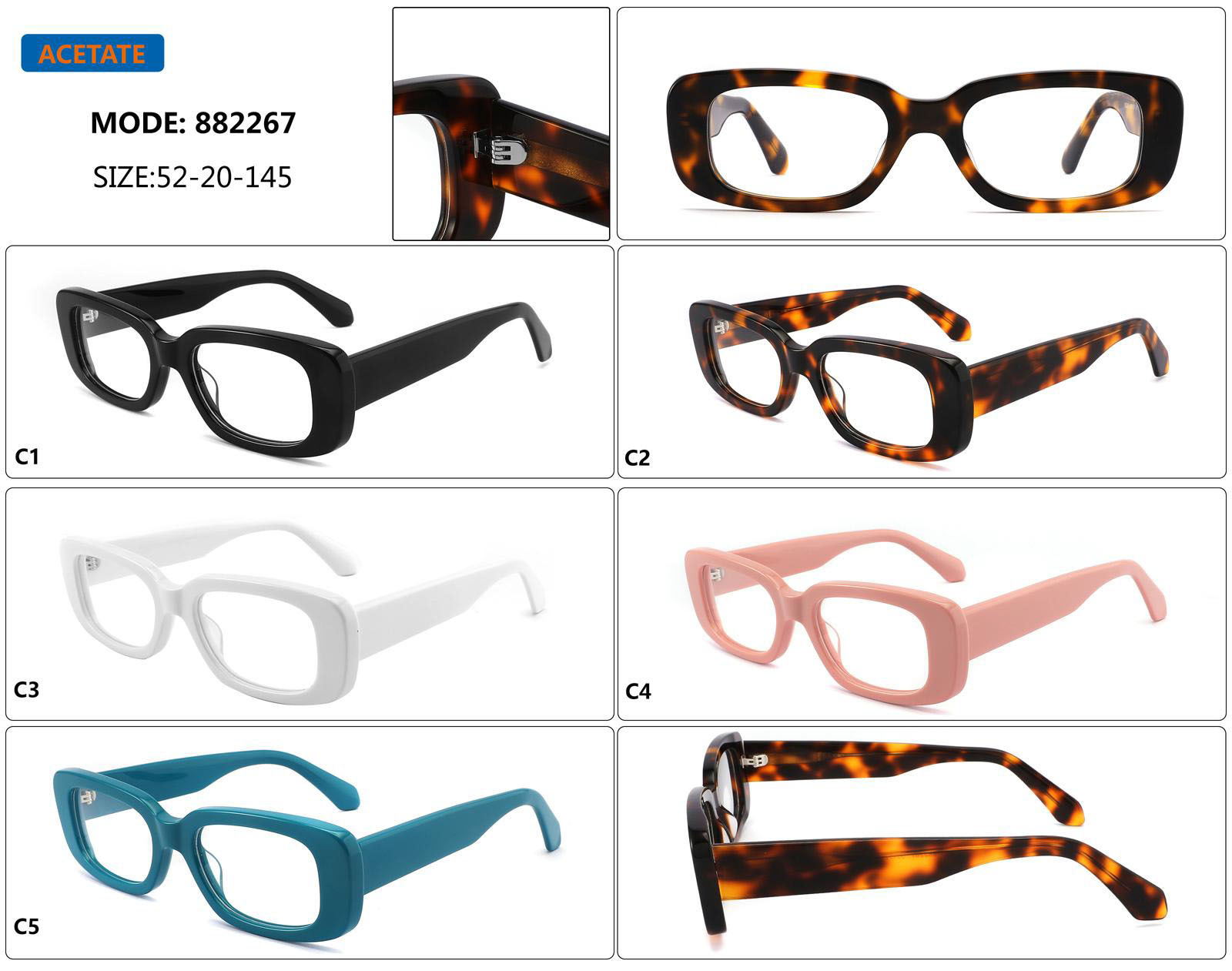 Slim Rectangular Acetate Optical Frame 882267