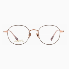 Rose Gold Round Titanium Eyeglass Frame 58030