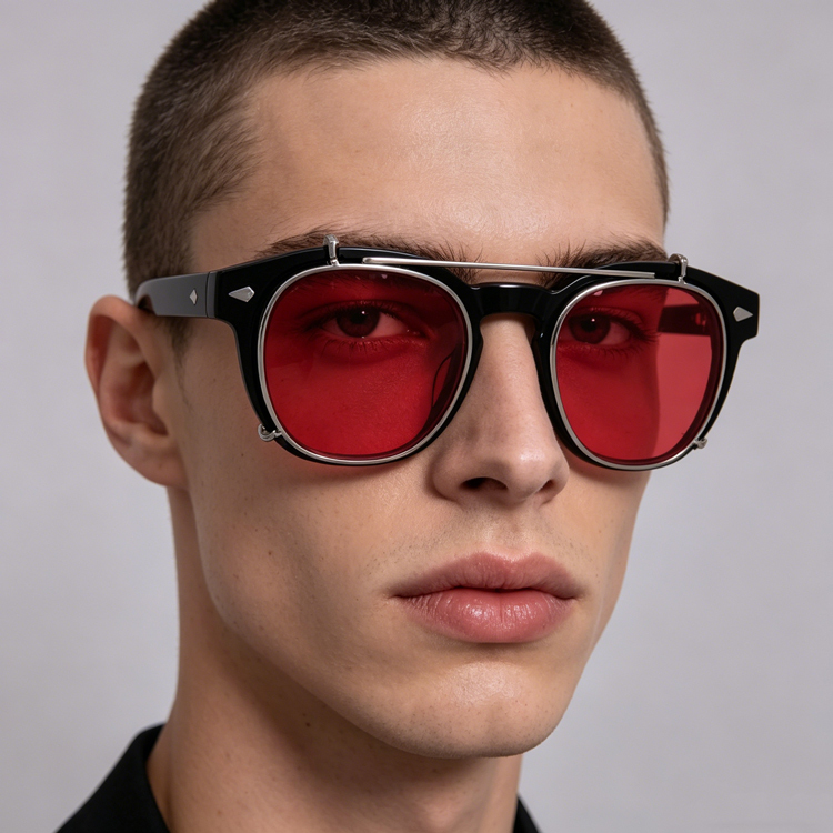 Red Clip-On Anti Blue Light Glasses Set AC9099SS | Sleep-Friendly 2-in-1 Eyewear