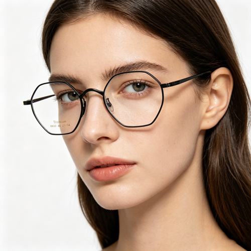 Geometric Polygon Titanium Eyeglass Frame 58027