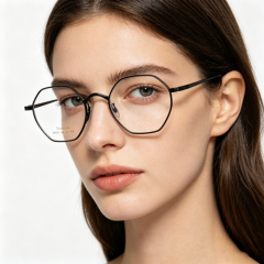 Geometric Polygon Titanium Eyeglass Frame 58027