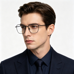 Square Business Titanium Eyeglass Frame 58031