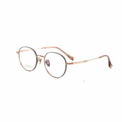 Rose Gold Round Titanium Eyeglass Frame 58030